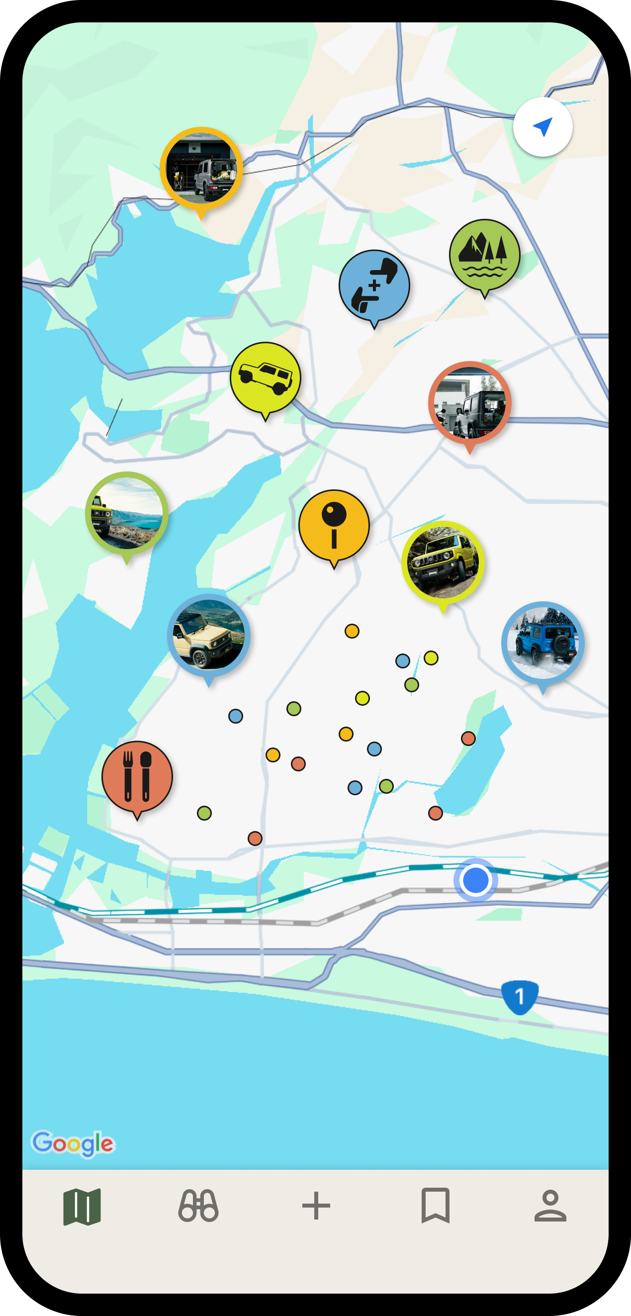 JimJamアプリの地図画面